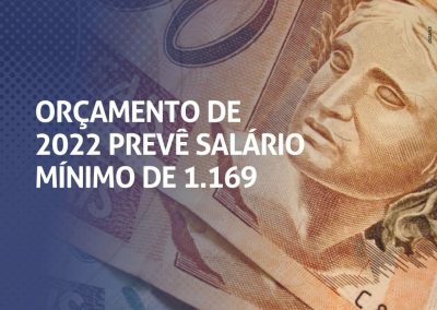 Orçamento de 2022 prevê salário mínimo de R$1.169,00