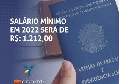 Salário mínimo de 2022 será de R$ 1.212,00